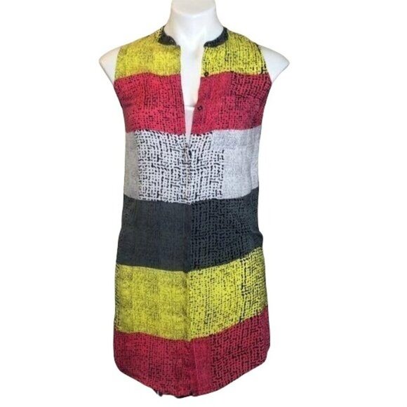 Splendid Multicolor Striped Sleeveless Tunic Top, Button-Down w/Cami Women's XS - Picture 1 of 7